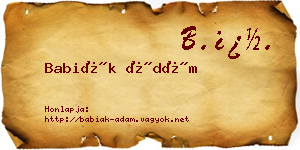 Babiák Ádám névjegykártya